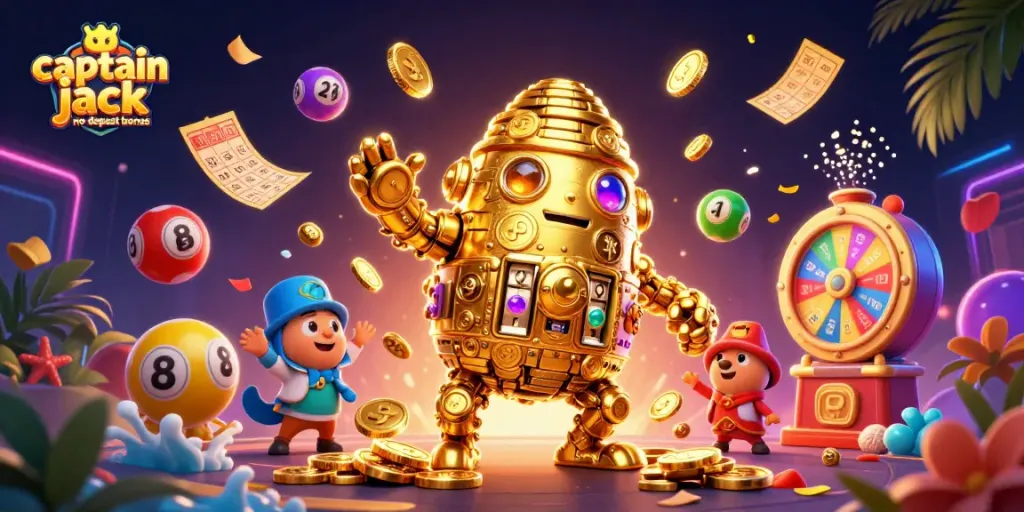 Claim your captain jack no deposit bonus while enjoying vibrant gaming elements in this stunning illustration.