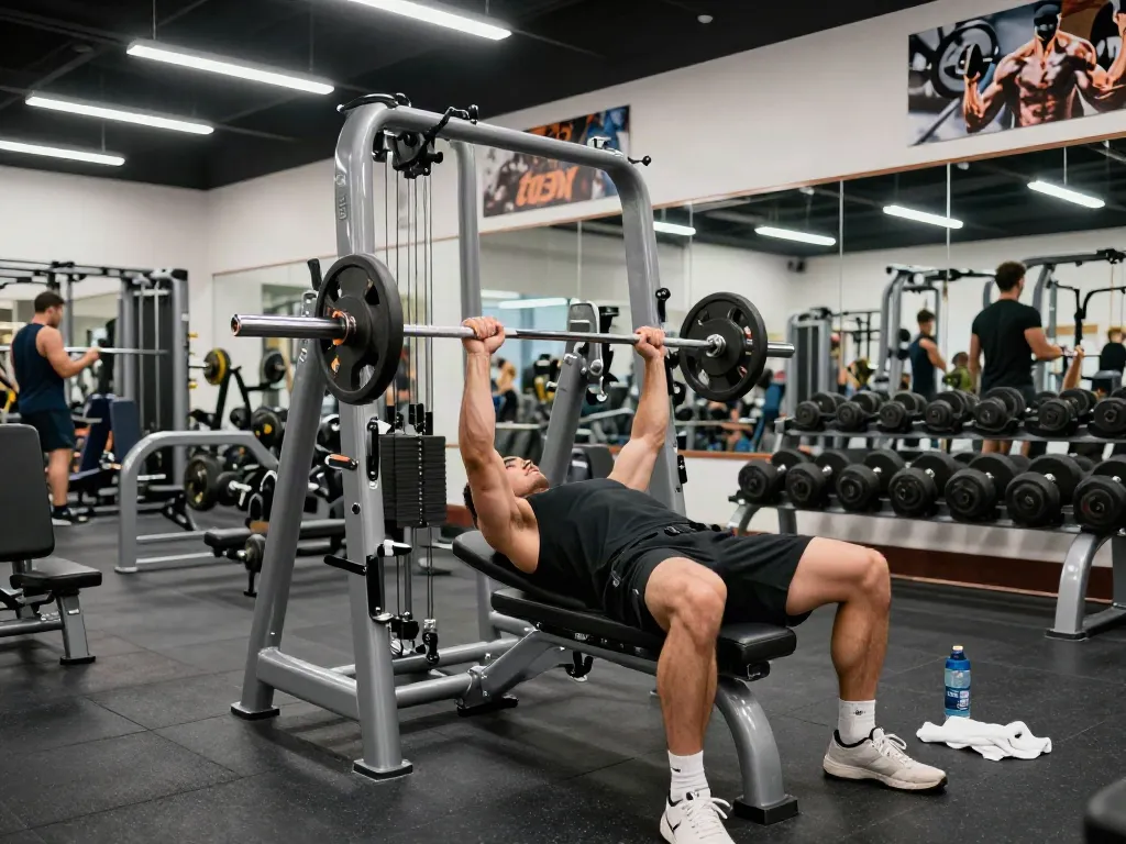 An athlete using anabolizzanti online for optimal performance at the gym, showcasing strength and determination.