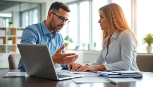 카드 한도 현금화 옵션을 논의하는 전문 금융 상담사의 이미지