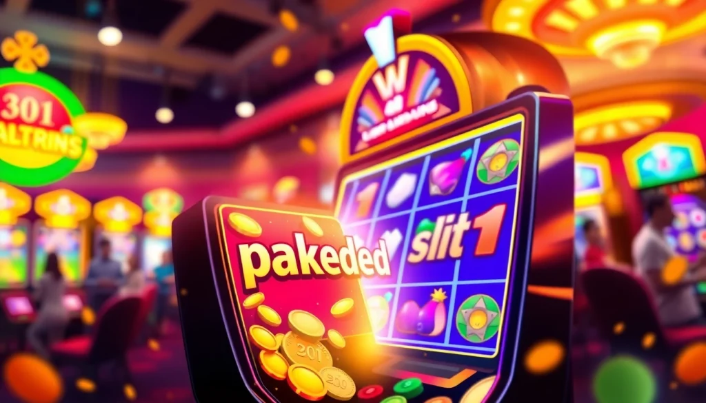 Menampilkan spin pada pakde4d slot dengan mesin judi dan suasana kasino yang ceria