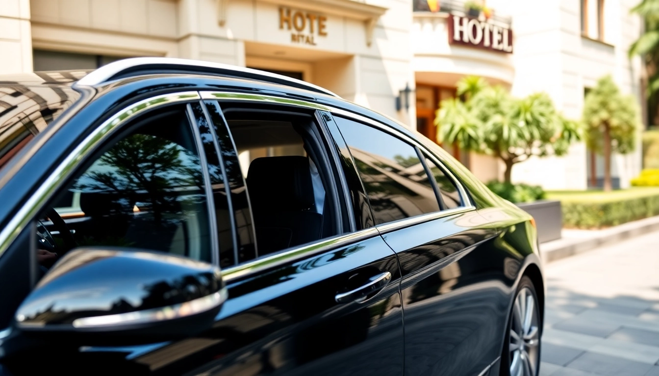 Showcasing chauffeur hire services with a professional chauffeur awaiting at a luxury vehicle.