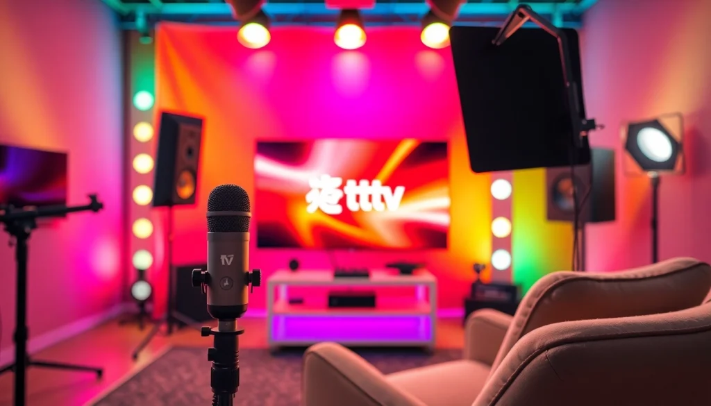 오징어tv의 흥미로운 콘텐츠를 보여주는 전문 스트리밍 스튜디오 설정