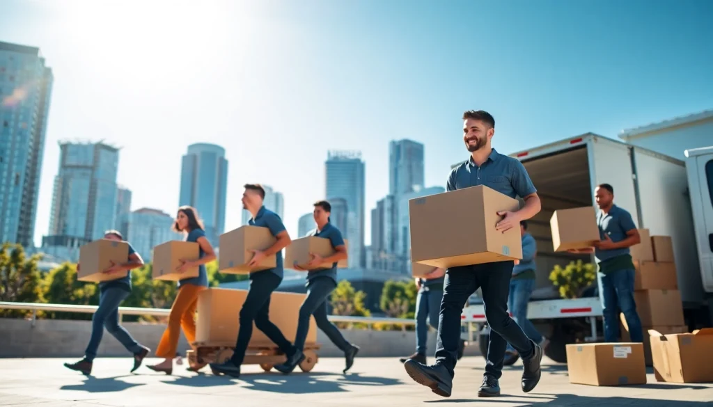 Dynamic scene showcasing a Vancouver moving company team efficiently handling furniture and boxes.