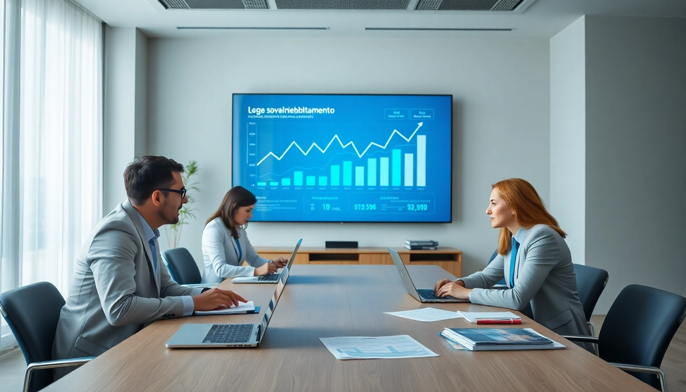 Discussione sulla Legge sul sovraindebitamento in un contesto d'ufficio professionale con grafici e documenti finanziari.