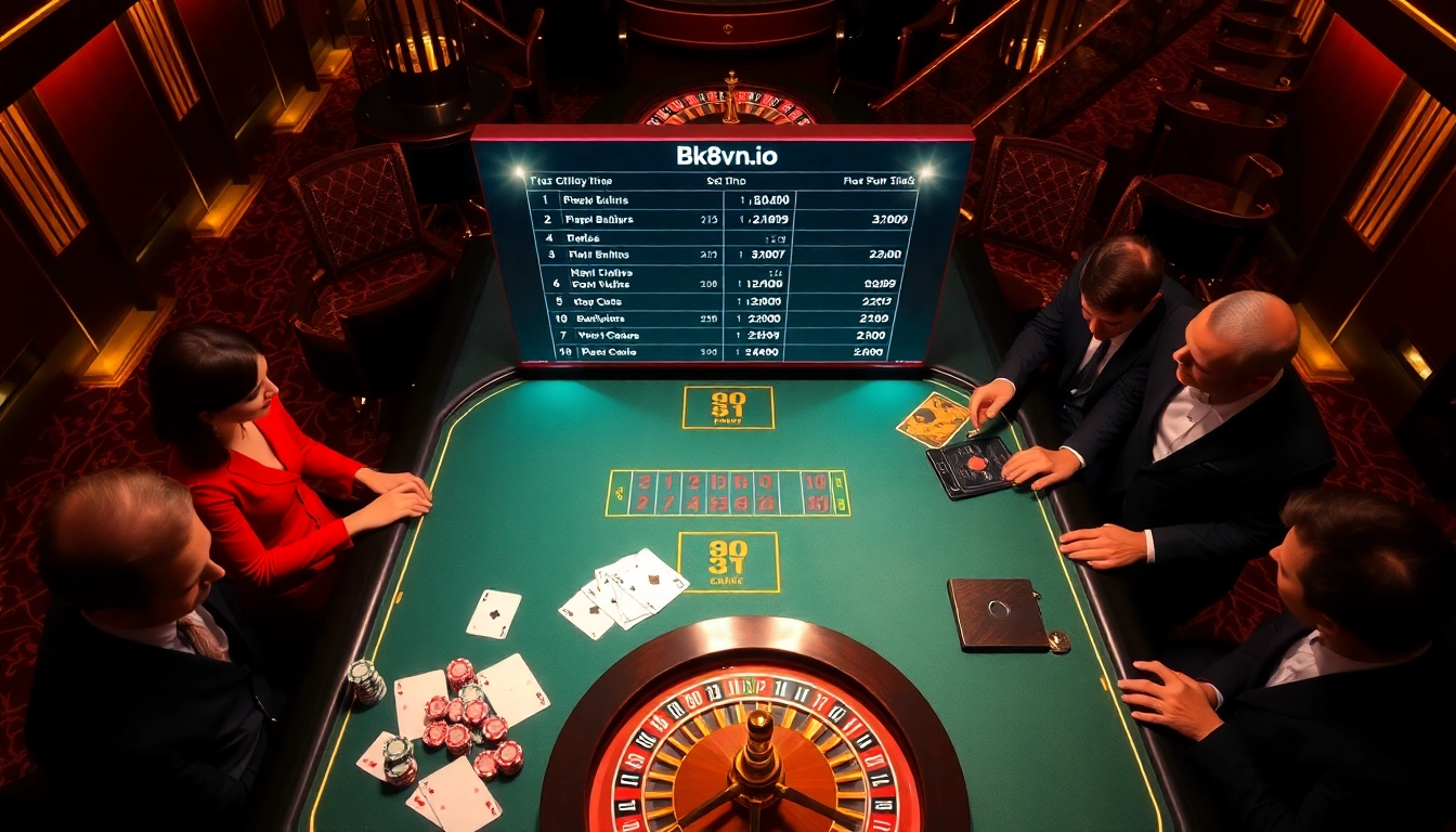 Engaging online gambling experience at bk8vn.io with vibrant casino tables and lively atmosphere.