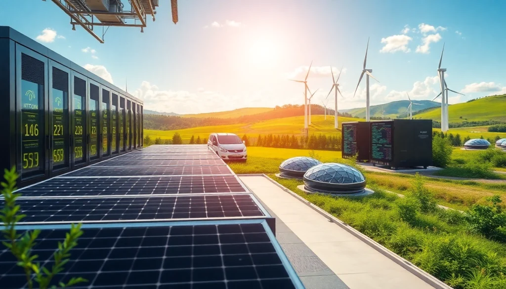 Real-time mining statistics in a cutting-edge facility representing free cloud mining powered by renewable energy.