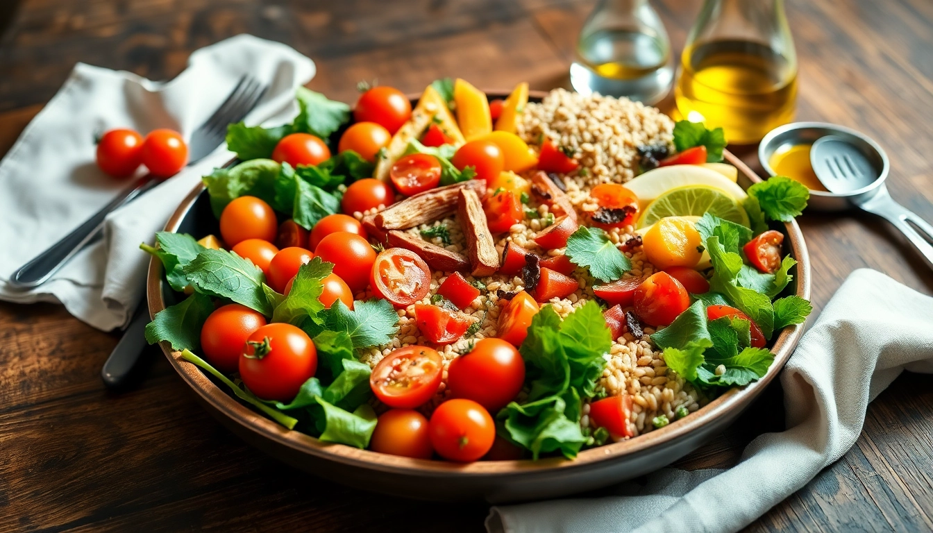 Fresh Mediterranean diet foods beautifully arranged on a wooden table highlighting vibrant colors and textures.