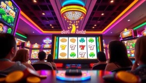 Engaging players enjoying the thrill of slot hoki at a digital gaming lounge.