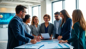 Team brainstorming for Strategy Capture Management strategies in a modern office space, highlighting collaboration.