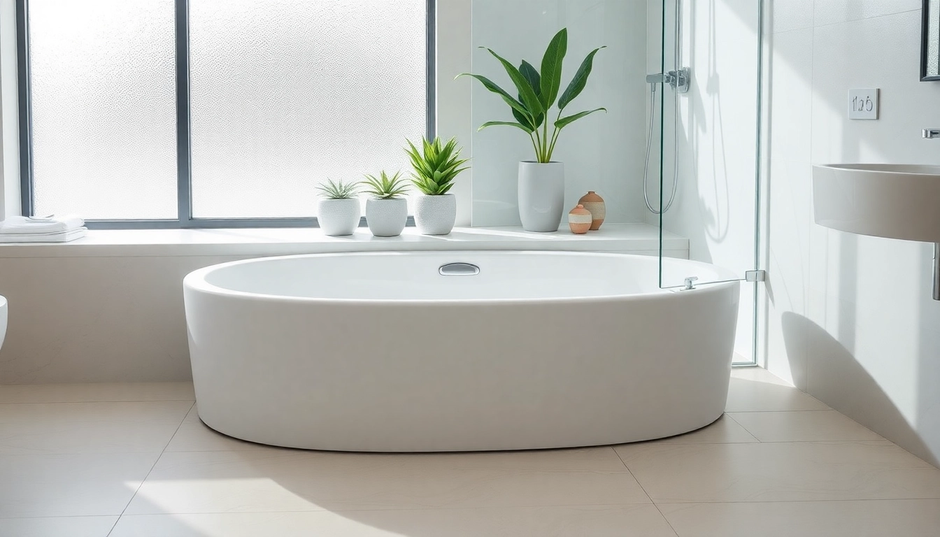 Elegant shower base featured in a contemporary bathroom design, showcasing smooth, glossy surfaces and natural light.