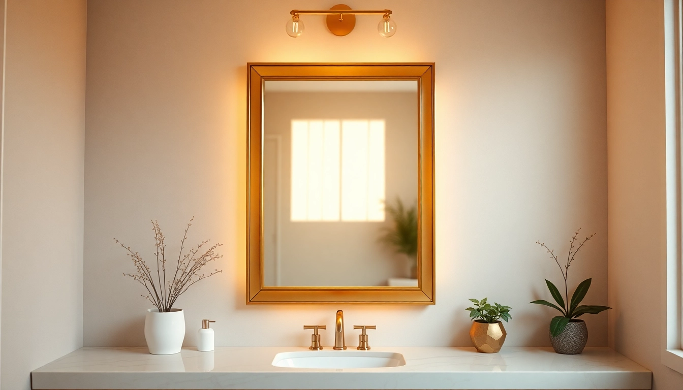 Brightly lit mirror light mirror enhancing a modern bathroom's style and ambiance.