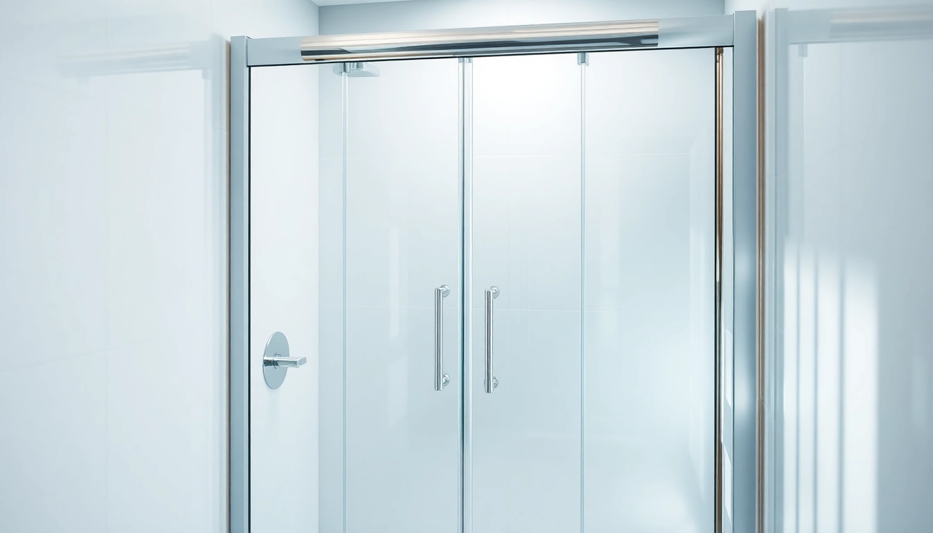 Elegant shower screen door enhances a modern bathroom with sleek design and bright lighting.