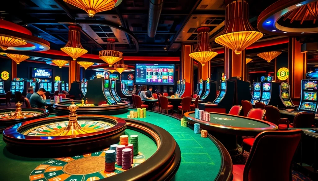 Experience the excitement of gambling at https://xx88.today/ with a dazzling casino scene featuring roulette, poker, and slots.