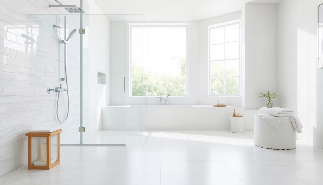 Experience an inviting modern bathroom featuring elegant showers au products and sleek designs.