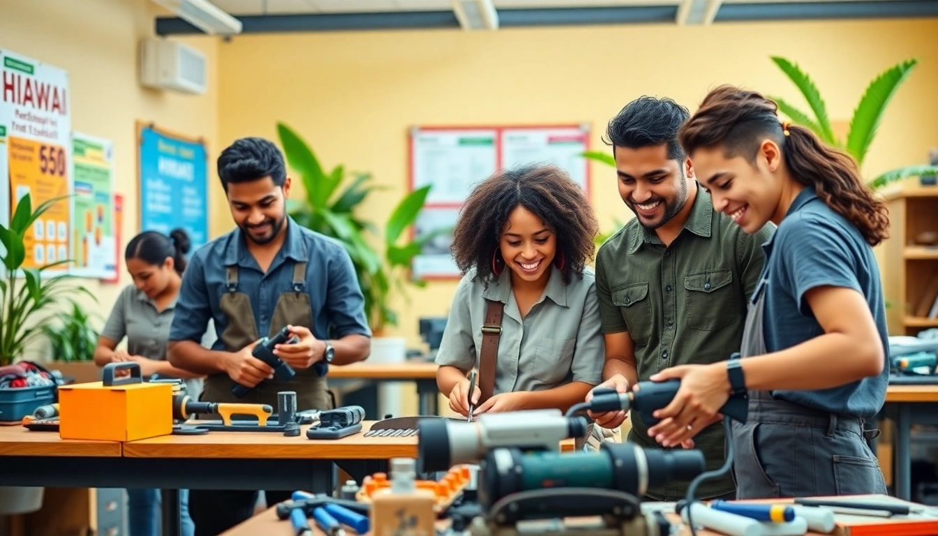 Students participating in dynamic training sessions at hawaii trade schools