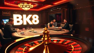 Experience thrilling gameplay at BK8 with poker games featuring vibrant chips and professional atmosphere.