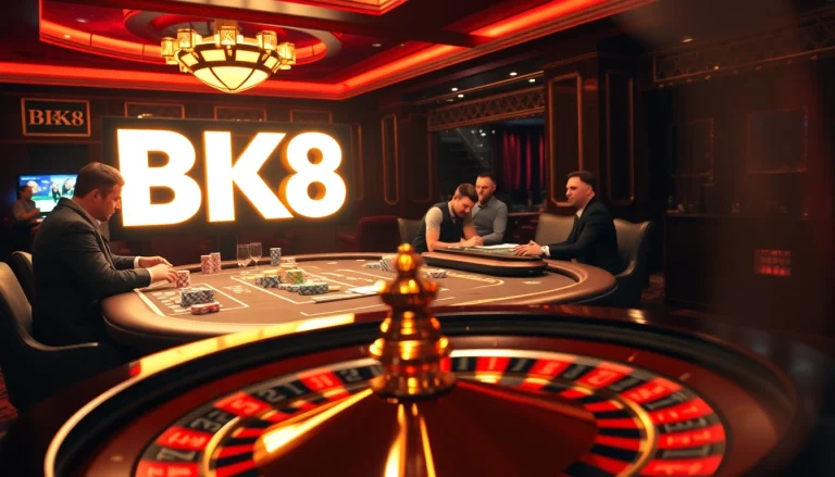 Experience thrilling gameplay at BK8 with poker games featuring vibrant chips and professional atmosphere.