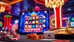 Layar menawan menampilkan gameplay slot depo pulsa dengan elemen kasino yang penuh warna.