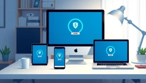 多设备上的快连VPN界面，展示安全连接与用户友好功能。