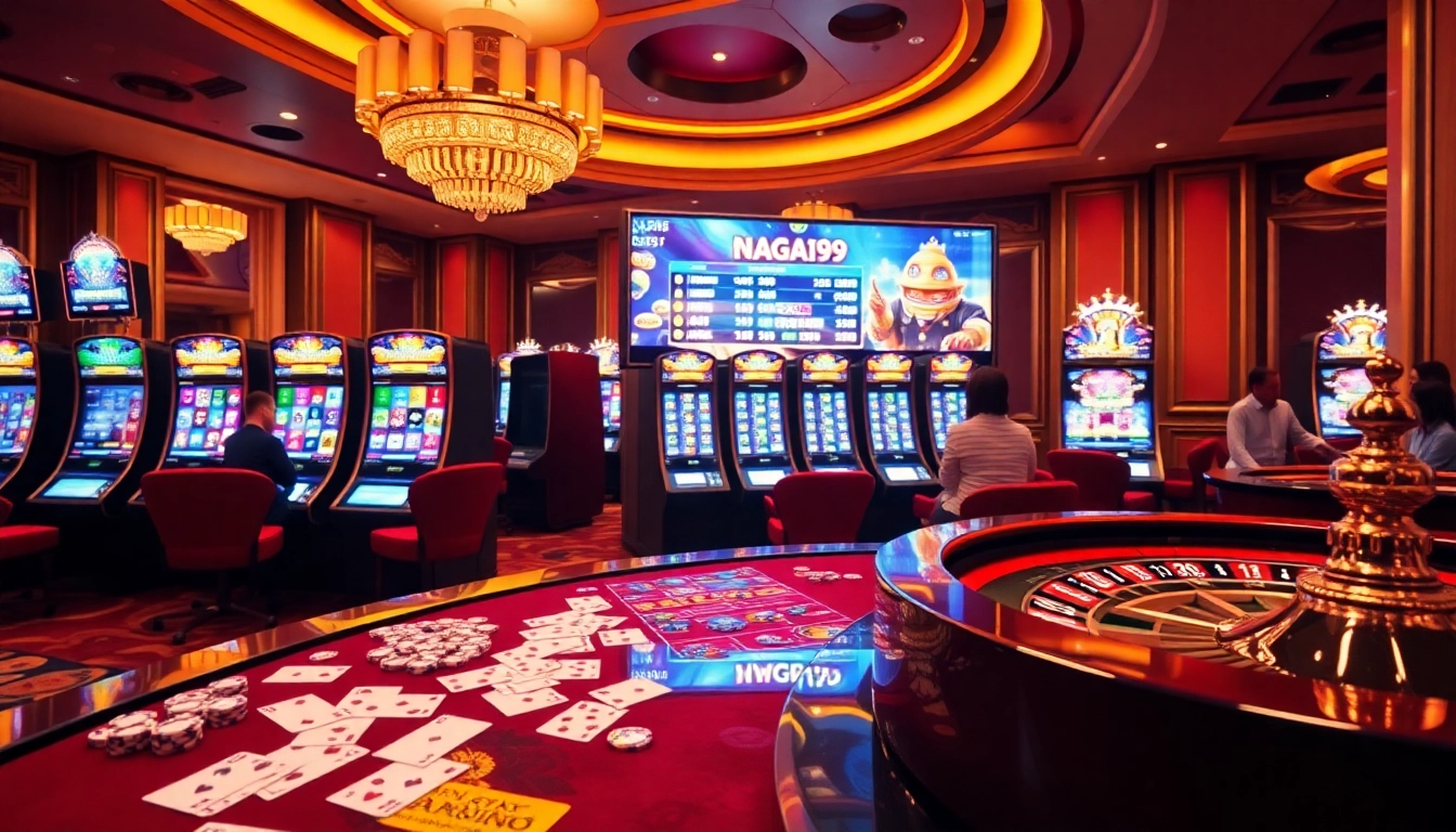 Experience exciting gameplay with promo Naga169 at a luxurious online casino atmosphere filled with vibrant slot machines.