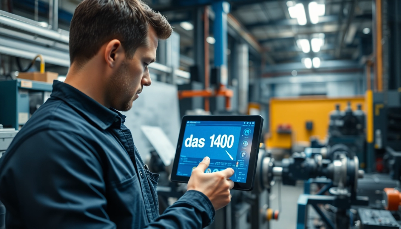 Technician using das 140 technology in an innovative industrial setting.