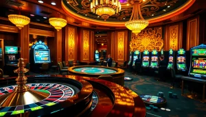 Trải nghiệm sự phấn khích của LUCK8 và LUCKY8 tại bàn casino sang trọng với những chip và lá bài sống động.