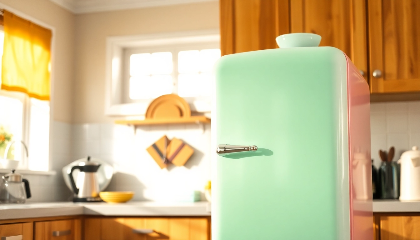 Retro Appliance refrigerator in a pastel kitchen evokes nostalgia with its vintage design.