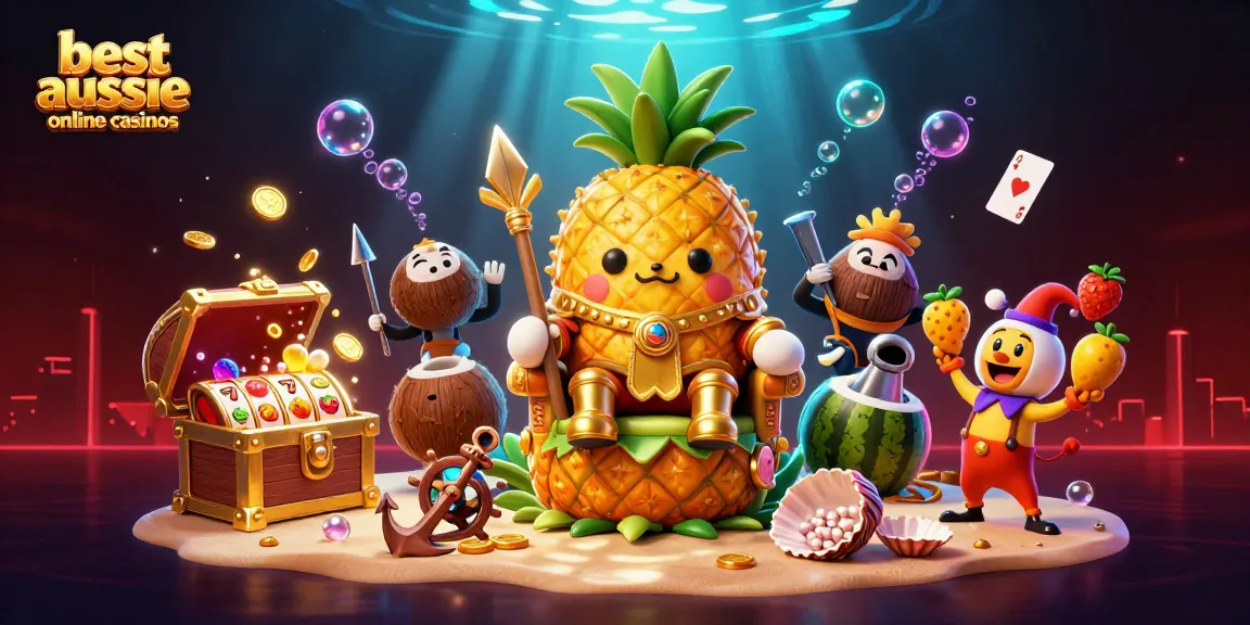Experience thrilling moments at the best aussie online casinos with vibrant characters and casino elements.